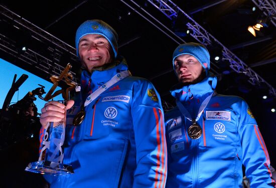 Medal ceremony for Biathlon World Champioships men's relay winners