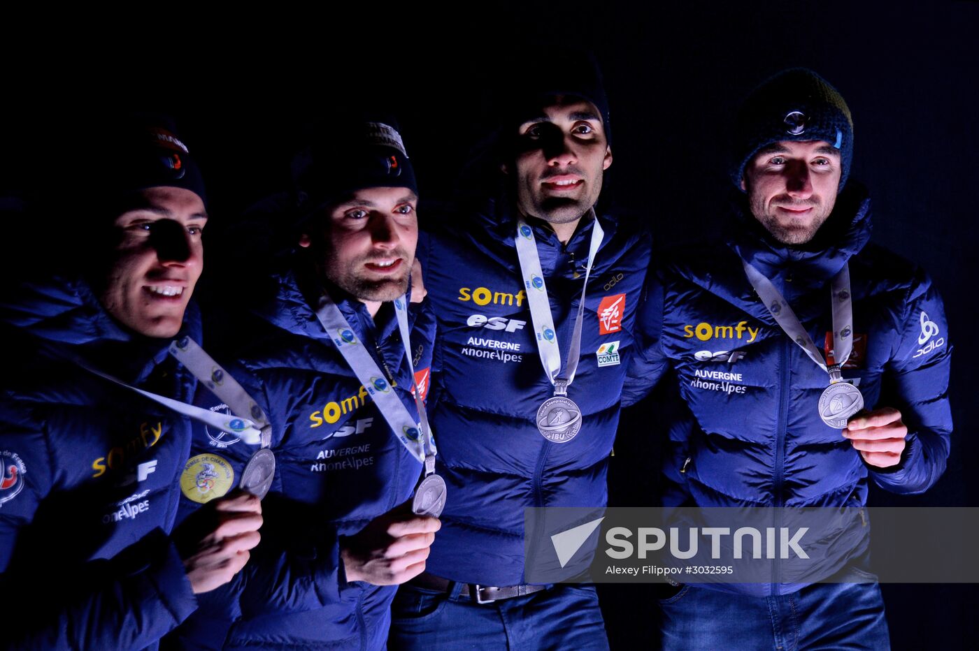 Medal ceremony for Biathlon World Champioships men's relay winners