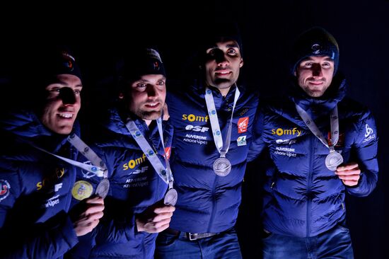 Medal ceremony for Biathlon World Champioships men's relay winners