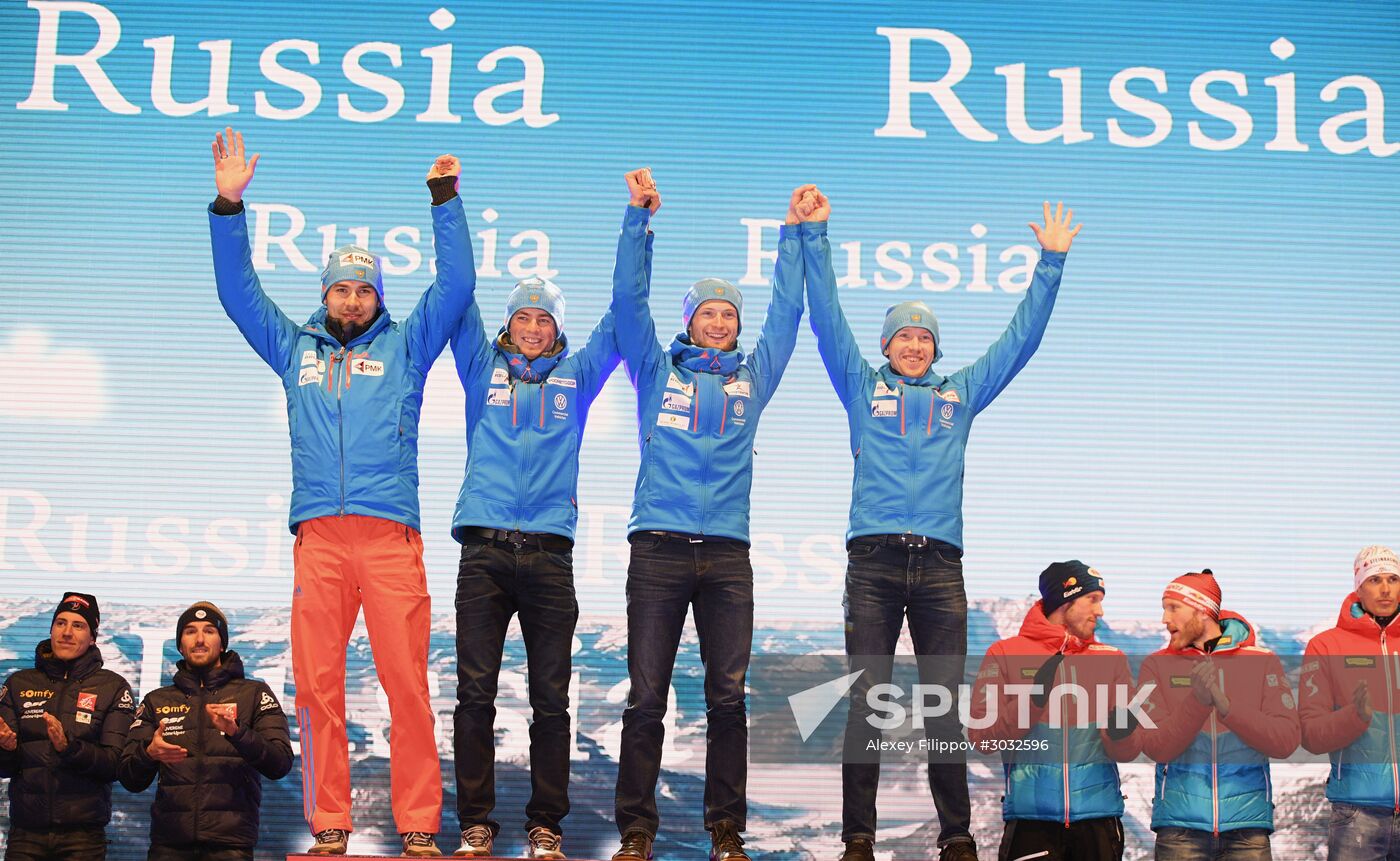 Medal ceremony for Biathlon World Champioships men's relay winners