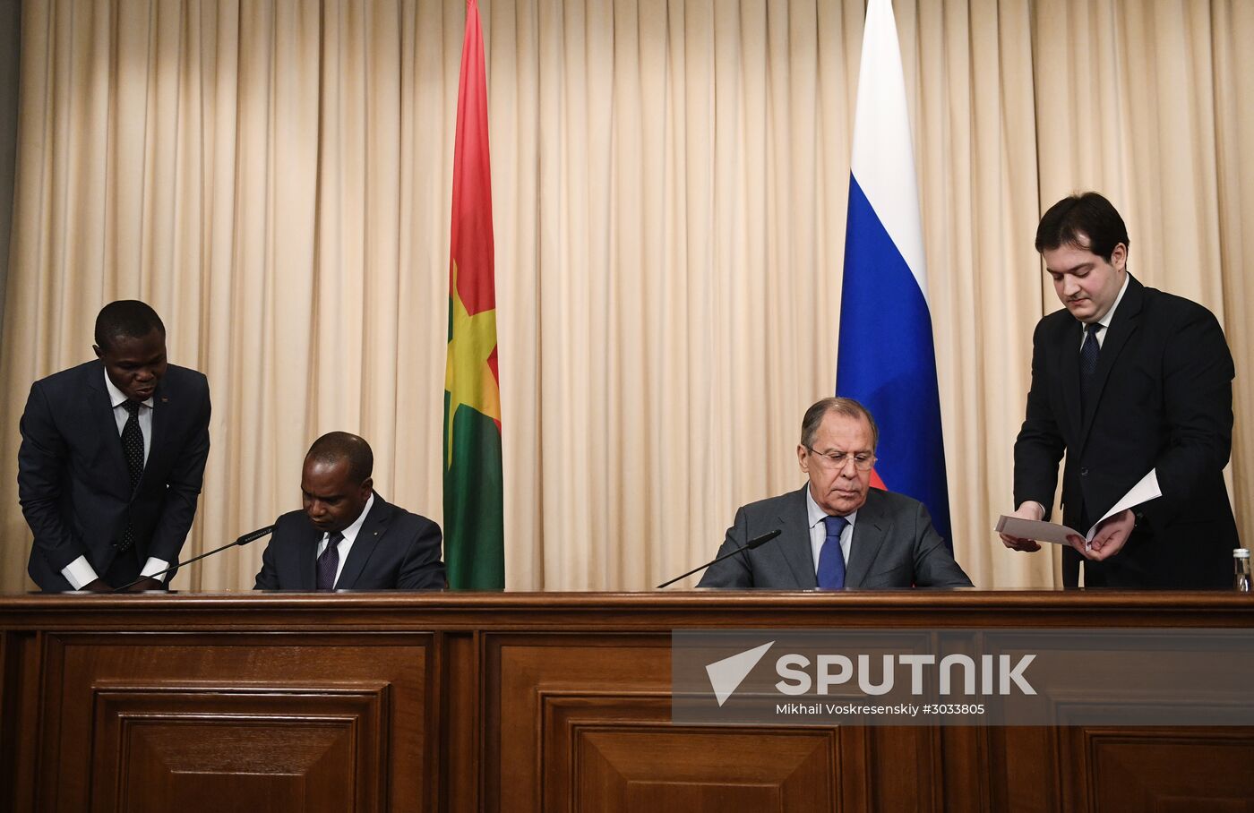 Russia's Foreign Minister Sergei Lavrov meets with his Burkina Faso's counterpart Alpha Barry