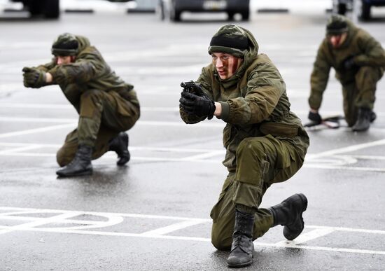 Military training course marking Defender of the Fatherland Day