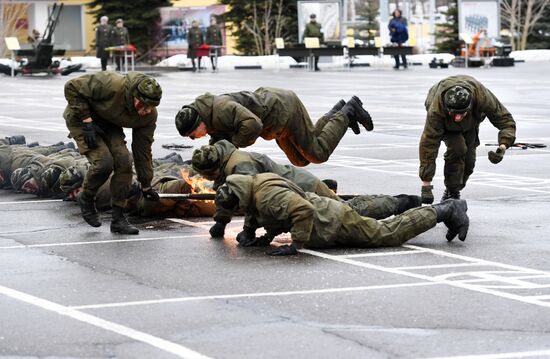 Military training course marking Defender of the Fatherland Day