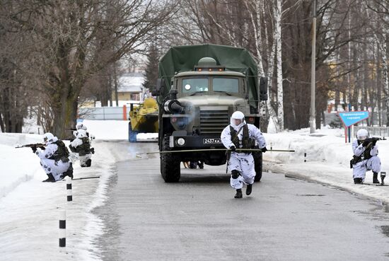Military training course marking Defender of the Fatherland Day