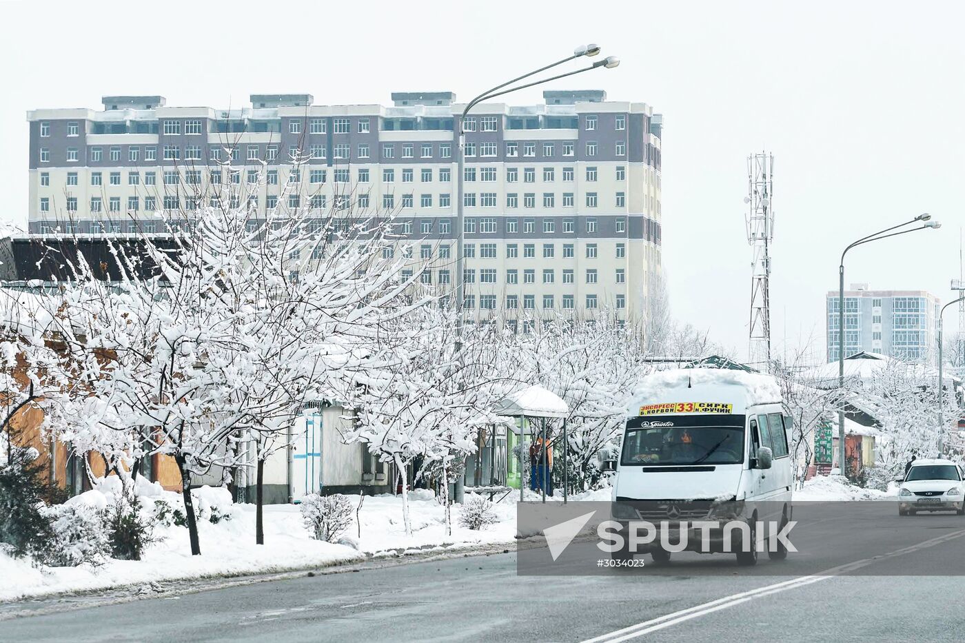 Snowfall in Dushanbe