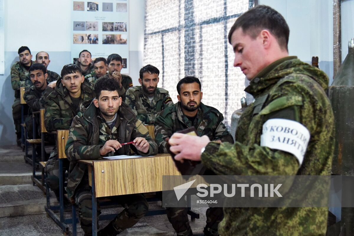 Military engineers of the Russian Army's International Anti-mine Center in Aleppo