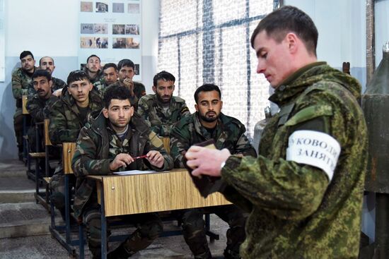 Military engineers of the Russian Army's International Anti-mine Center in Aleppo
