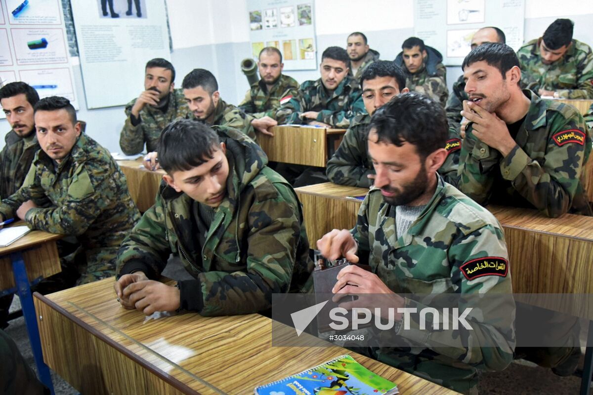 Military engineers of the Russian Army's International Anti-mine Center in Aleppo