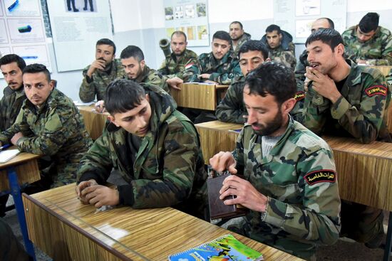 Military engineers of the Russian Army's International Anti-mine Center in Aleppo