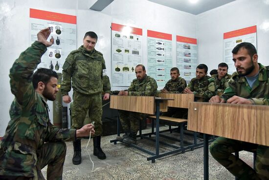 Military engineers of the Russian Army's International Anti-mine Center in Aleppo