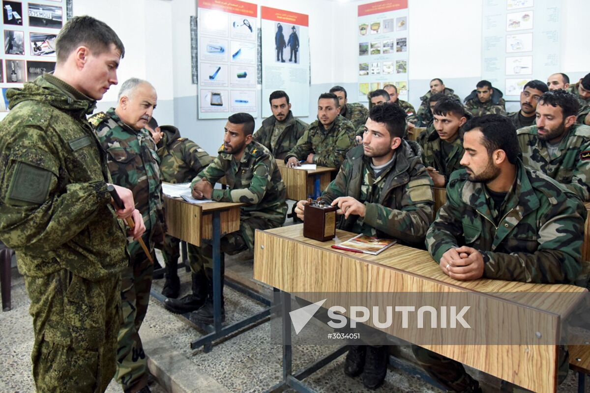 Military engineers of the Russian Army's International Anti-mine Center in Aleppo