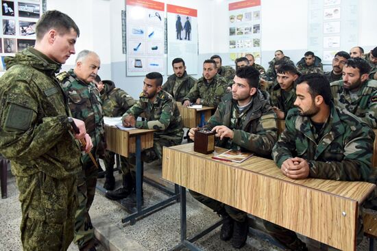 Military engineers of the Russian Army's International Anti-mine Center in Aleppo