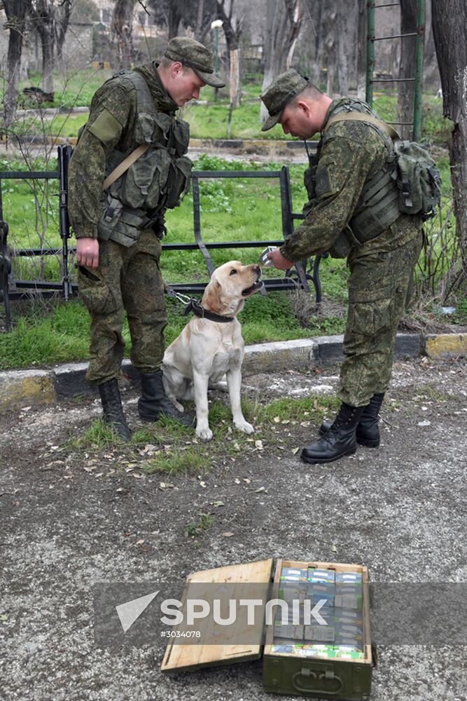 Military engineers of Russian Army's International Anti-Mine Center in Aleppo