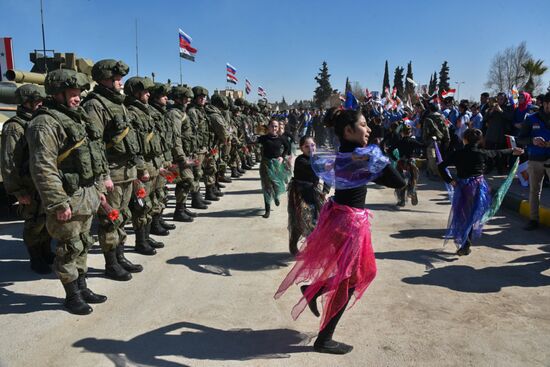 Russian Army's International Anti-mine Center military engineers return from Aleppo