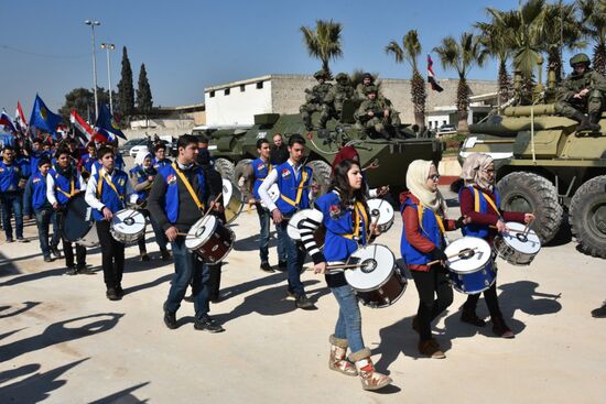 Russian Army's International Anti-mine Center military engineers return from Aleppo