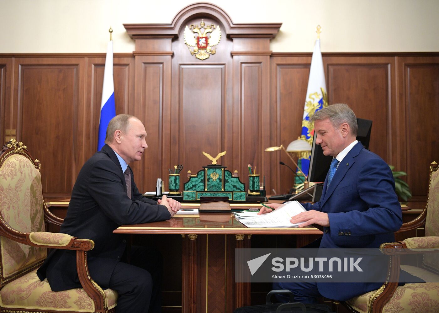 Vladimir Putin meets with Sberbank CEO Gherman Gref