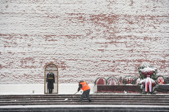 Wreath-laying ceremony at the Tomb of the Unknown Soldier on the Defender of the Fatherland Day