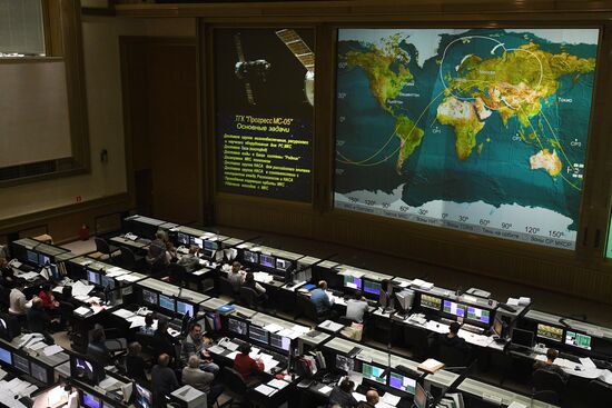 Progress MS-05 cargo spacecraft docking with ISS
