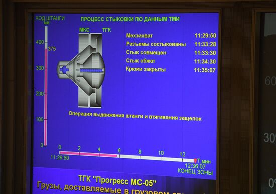 Progress MS-05 cargo spacecraft docking with ISS