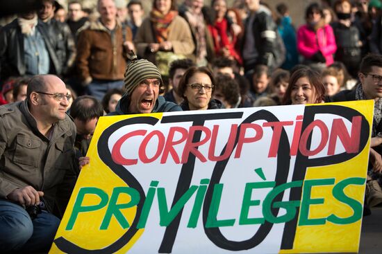 Anti-corruption rally on Place de la Republique in Paris
