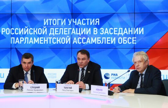 News conference on participation of Russian delegation in meeting of OSCE Parliamentary Assembly