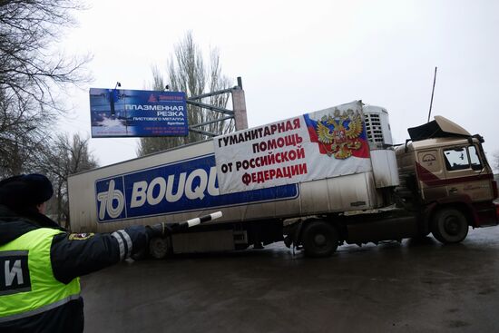 61st Russian humanitarian convoy arrives to Donetsk