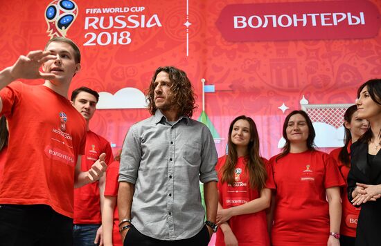 Football player Carles Puyol meets with prospective 2017 Confederations Cup volunteers in Moscow