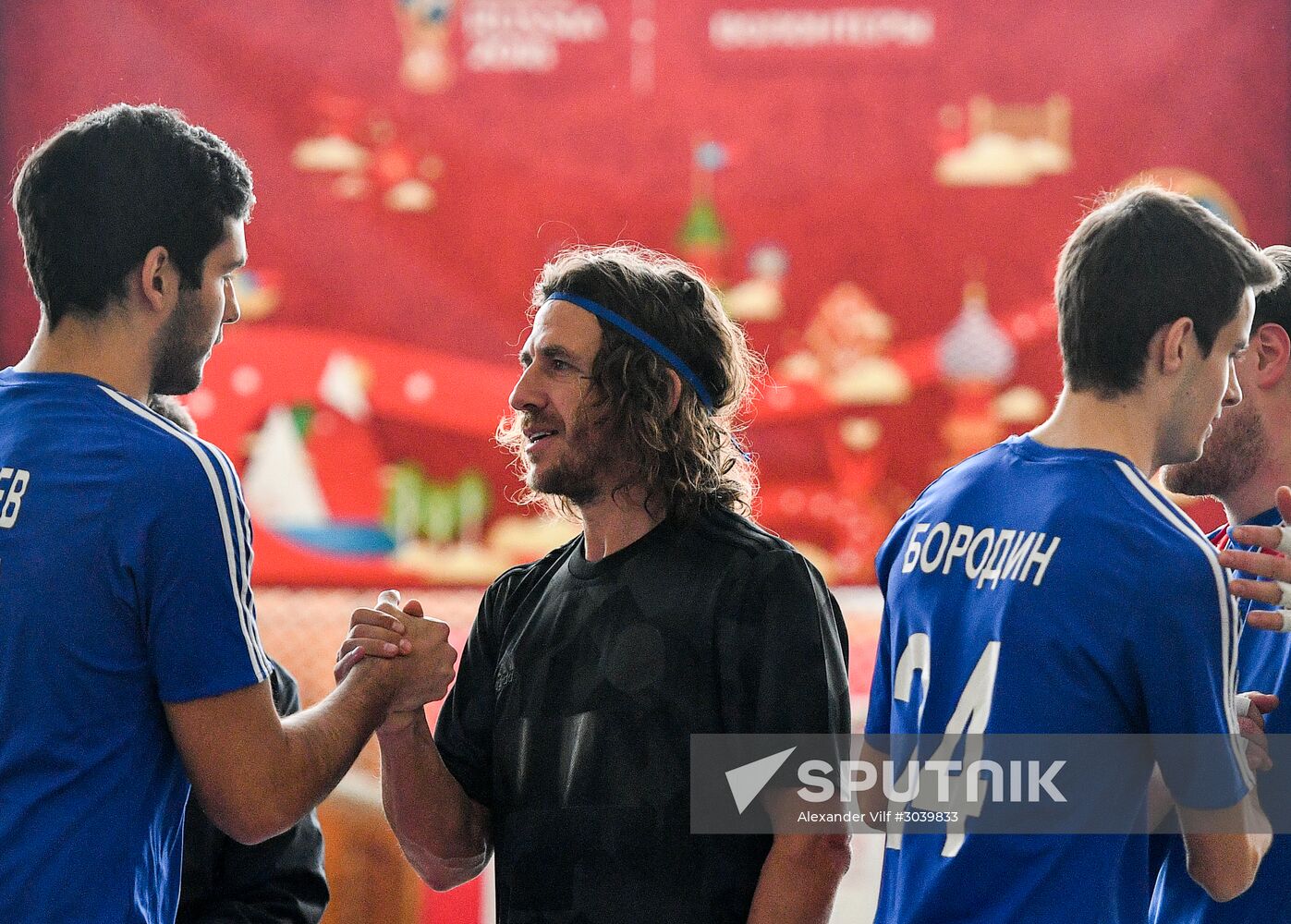 Football player Carles Puyol meets with prospective 2017 Confederations Cup volunteers in Moscow