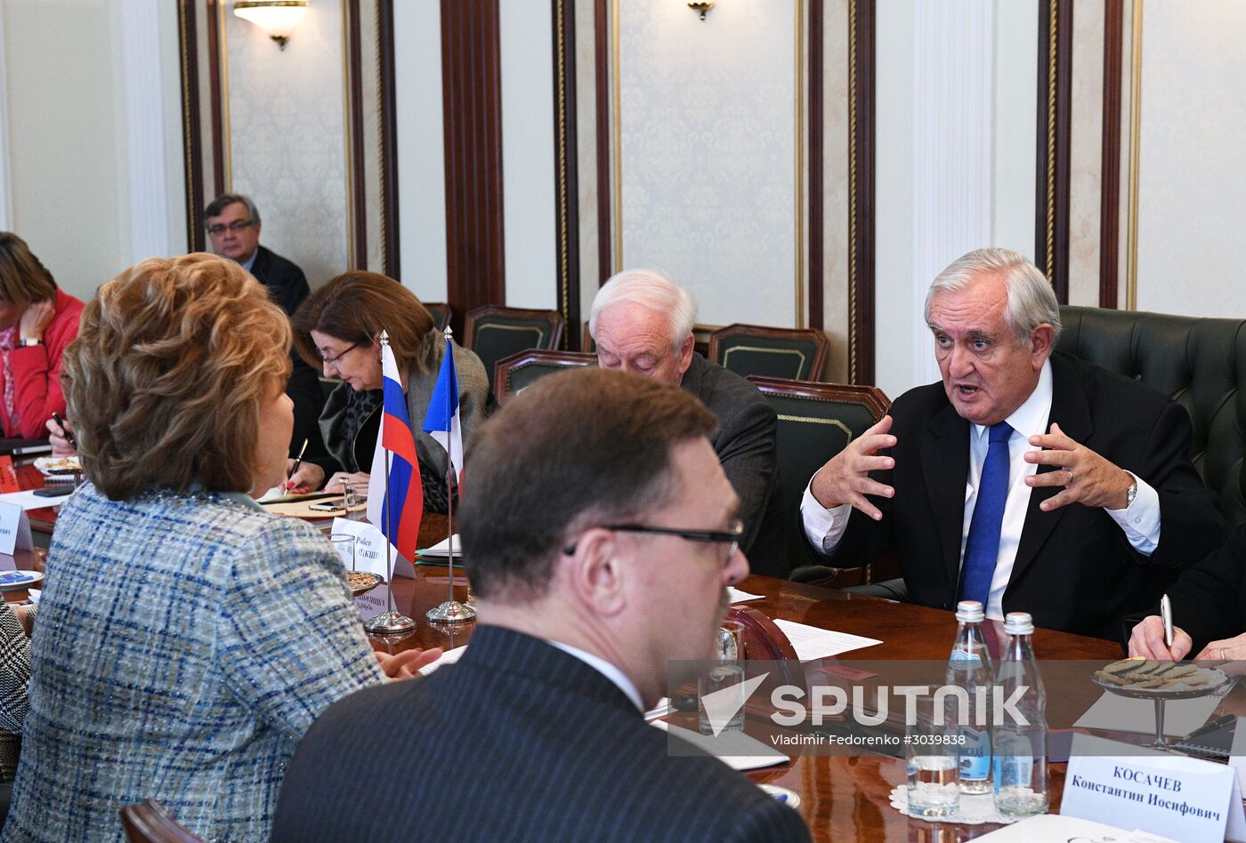 Russian Federation Council Speaker Valentina Matviyenko meets with Jean-Pierre Raffarin