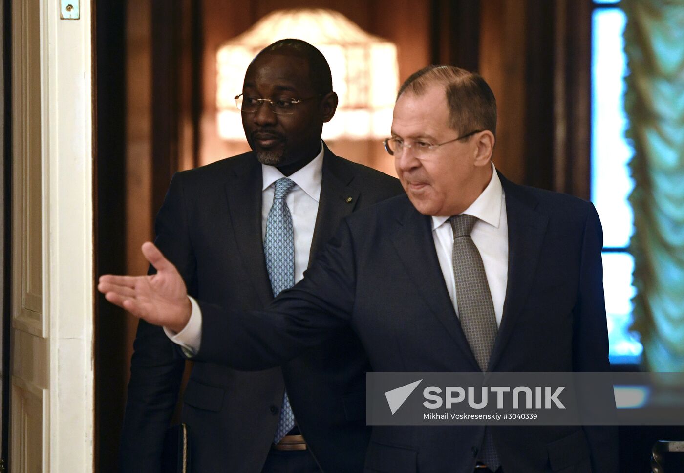 Foreign Minister Sergei Lavrov during talks with Foreign Minister of Niger Ibrahim Yacoubou