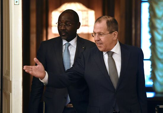 Foreign Minister Sergei Lavrov during talks with Foreign Minister of Niger Ibrahim Yacoubou