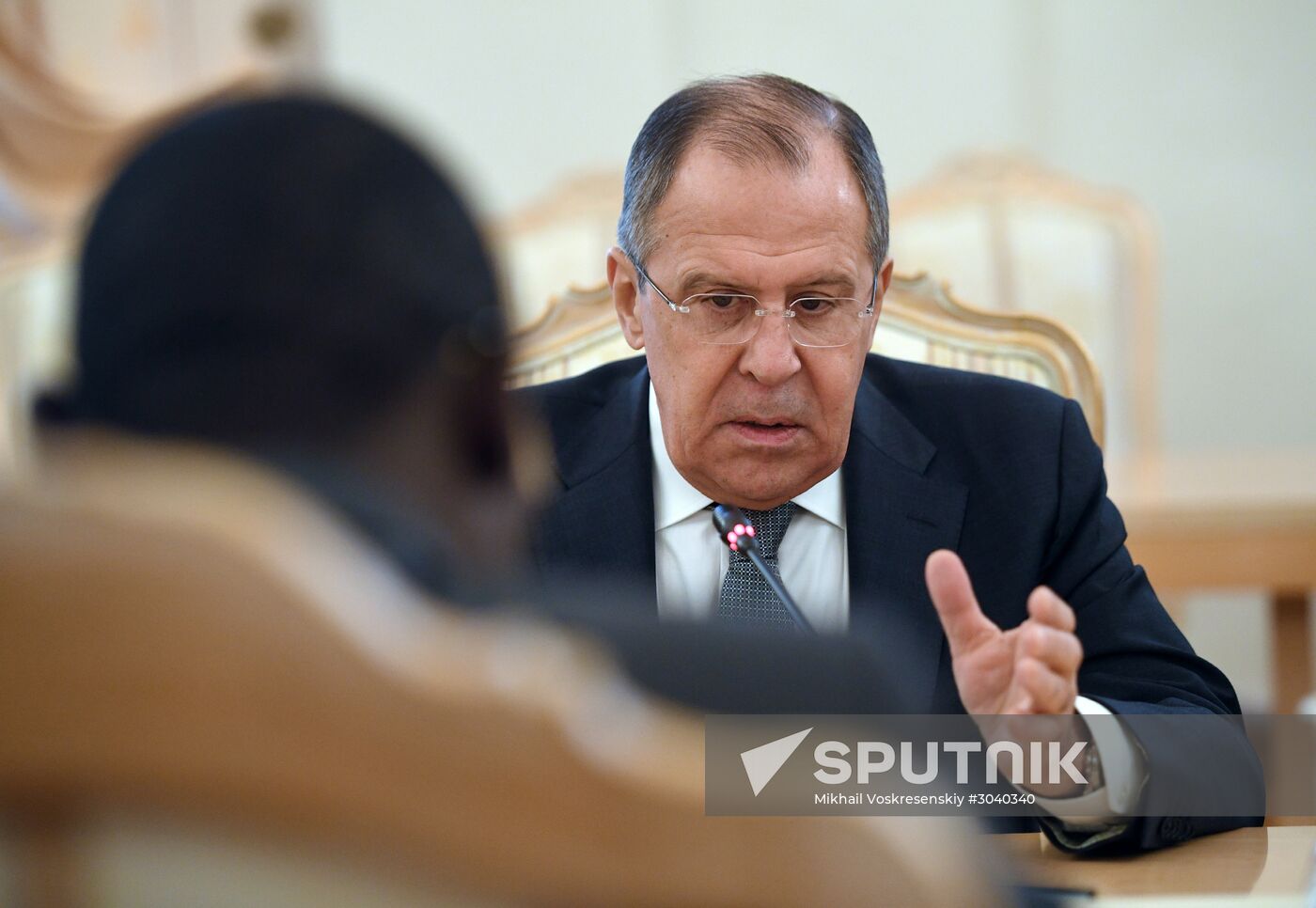 Foreign Minister Sergei Lavrov during talks with Foreign Minister of Niger Ibrahim Yacoubou