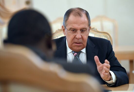 Foreign Minister Sergei Lavrov during talks with Foreign Minister of Niger Ibrahim Yacoubou