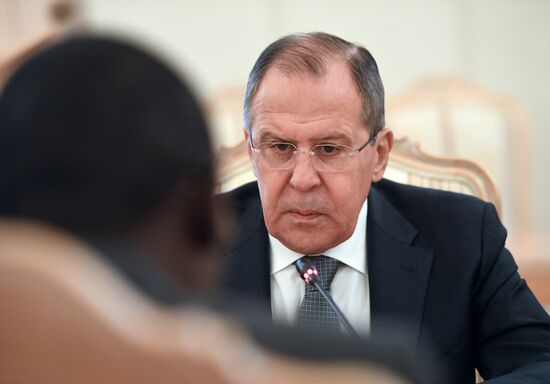 Foreign Minister Sergei Lavrov during talks with Foreign Minister of Niger Ibrahim Yacoubou