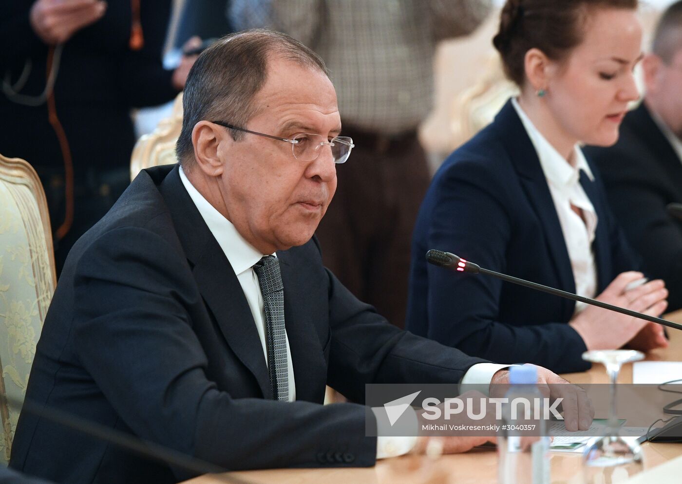 Foreign Minister Sergei Lavrov during talks with Foreign Minister of Niger Ibrahim Yacoubou