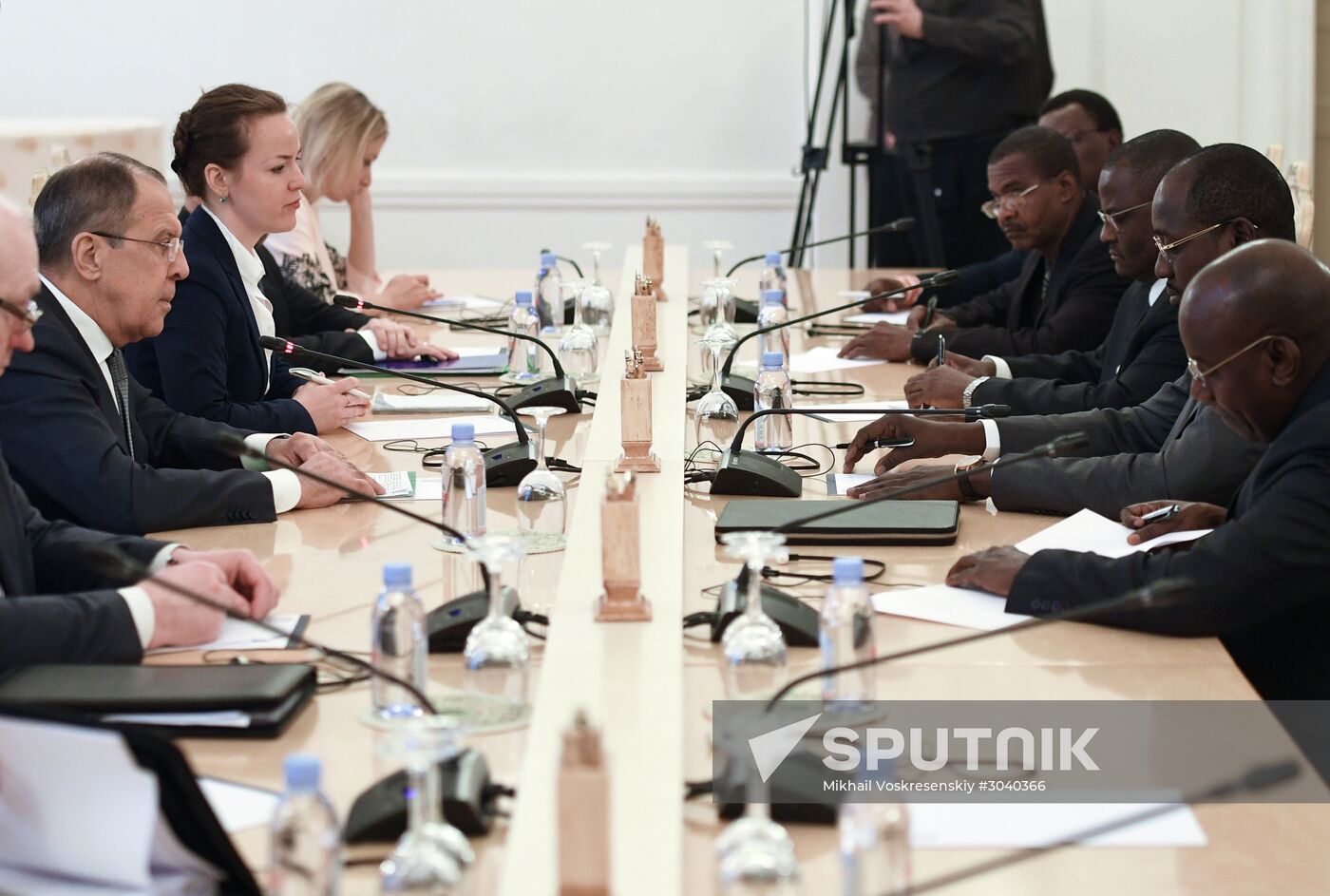 Foreign Minister Sergei Lavrov during talks with Foreign Minister of Niger Ibrahim Yacoubou