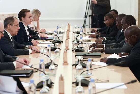 Foreign Minister Sergei Lavrov during talks with Foreign Minister of Niger Ibrahim Yacoubou