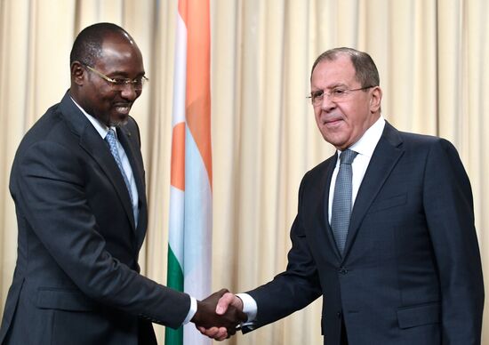Foreign Minister Sergei Lavrov during talks with Foreign Minister of Niger Ibrahim Yacoubou