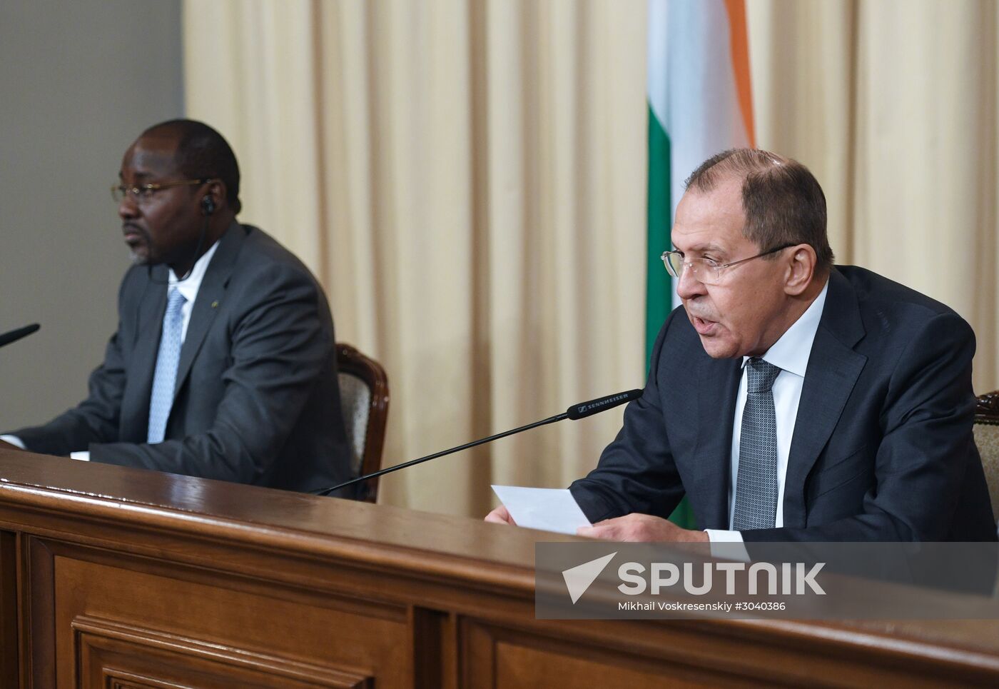 Foreign Minister Sergei Lavrov during talks with Foreign Minister of Niger Ibrahim Yacoubou