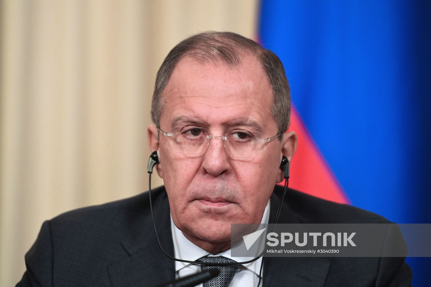 Foreign Minister Sergei Lavrov during talks with Foreign Minister of Niger Ibrahim Yacoubou