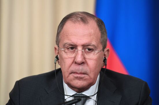 Foreign Minister Sergei Lavrov during talks with Foreign Minister of Niger Ibrahim Yacoubou