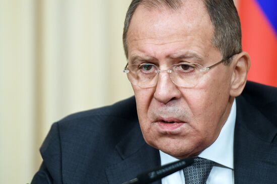 Foreign Minister Sergei Lavrov during talks with Foreign Minister of Niger Ibrahim Yacoubou