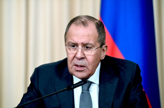 Foreign Minister Sergei Lavrov during talks with Foreign Minister of Niger Ibrahim Yacoubou