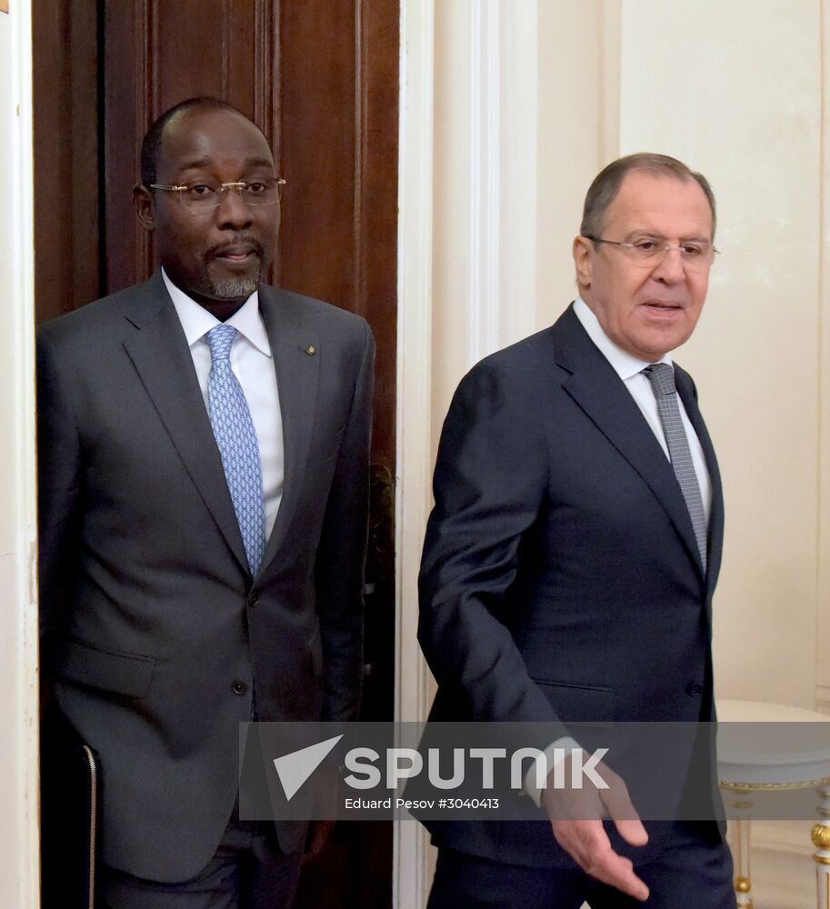 Foreign Minister Sergei Lavrov during talks with Foreign Minister of Niger Ibrahim Yacoubou