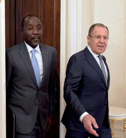 Foreign Minister Sergei Lavrov during talks with Foreign Minister of Niger Ibrahim Yacoubou