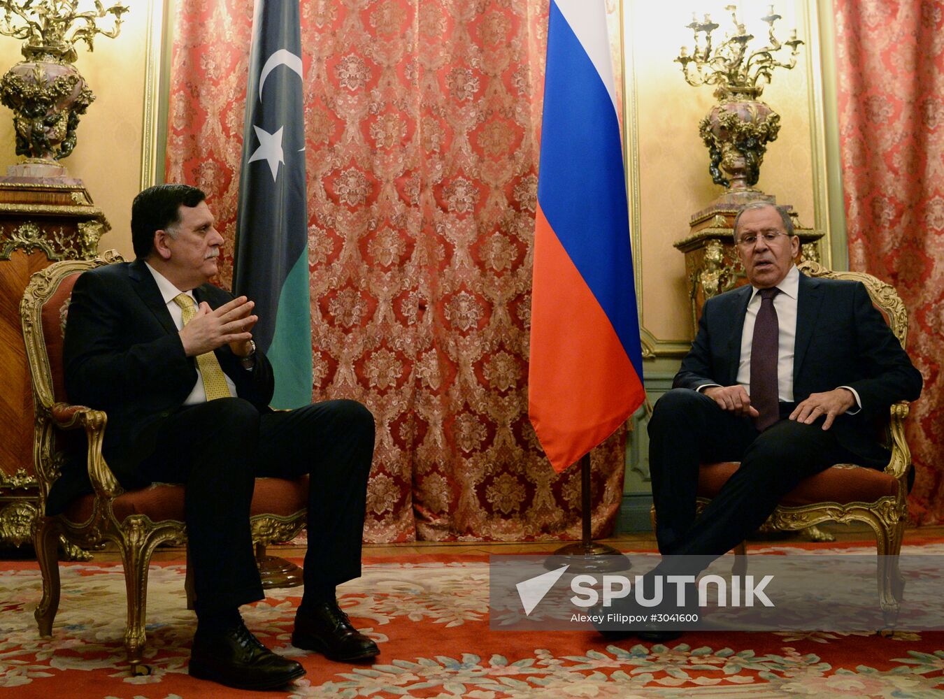 Russian Foreign Minister Sergei Lavrov meets with Libyan Prime Minister Fayiz al-Saraj