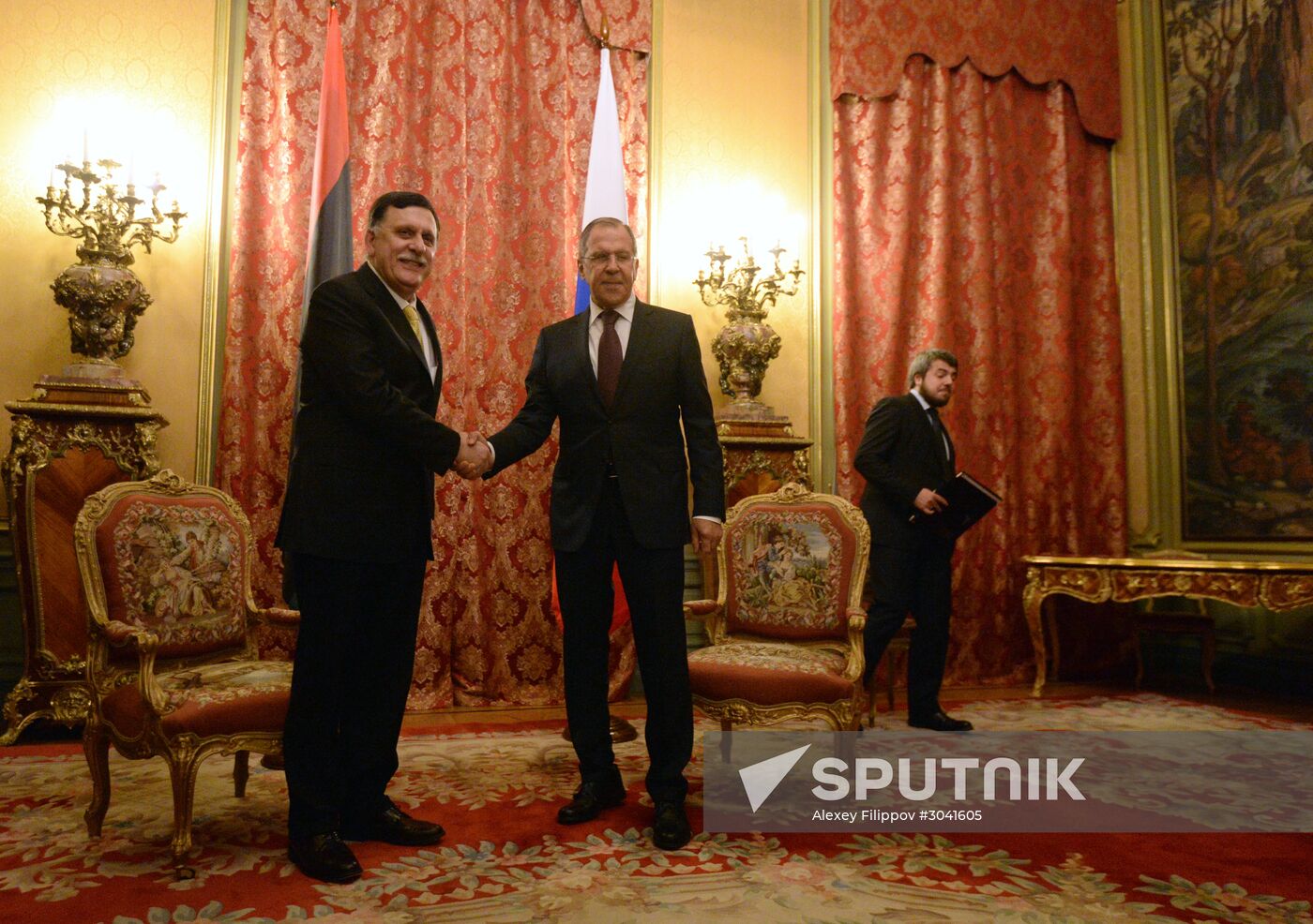 Russian Foreign Minister Sergei Lavrov meets with Libyan Prime Minister Fayiz al-Saraj