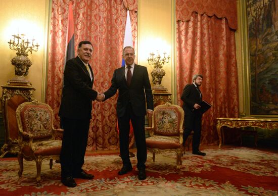 Russian Foreign Minister Sergei Lavrov meets with Libyan Prime Minister Fayiz al-Saraj