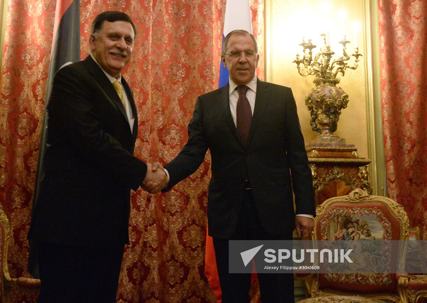 Russian Foreign Minister Sergei Lavrov meets with Libyan Prime Minister Fayez al-Saraj
