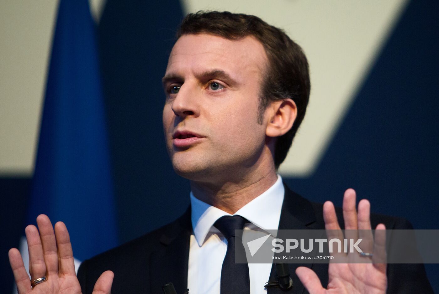 French presidential candidate Emmanuel Macron presents his program